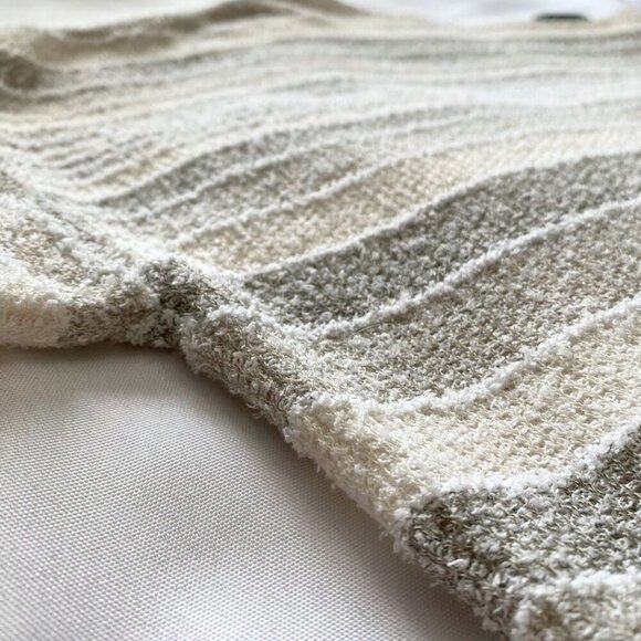 SARAH PACINI SPRING 2024 COLLECTION FADED CHALKY STRIPES CASUAL FUZZY SWEATER - Picture 7 of 10